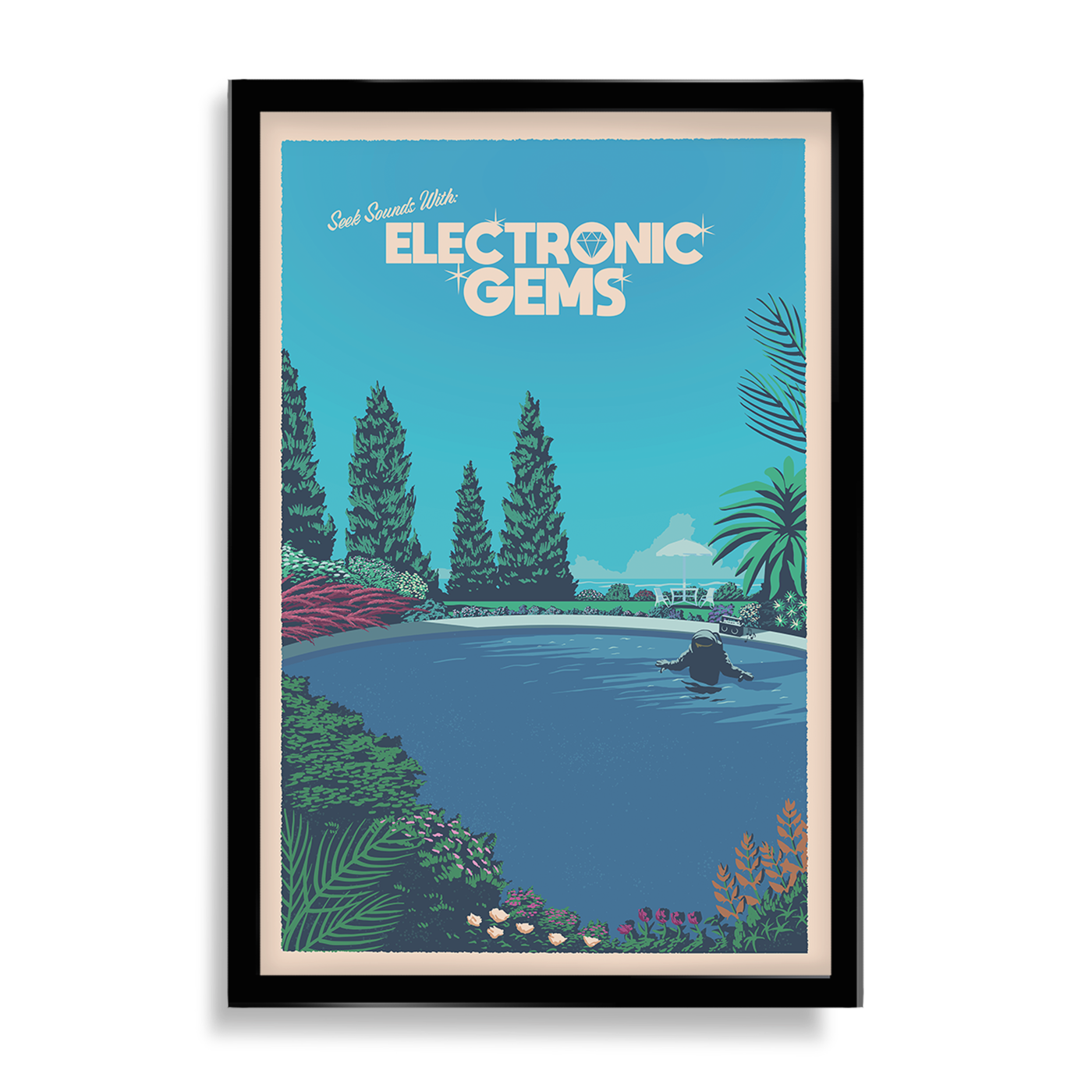 Electronic Gems Travel Poster: Pool
