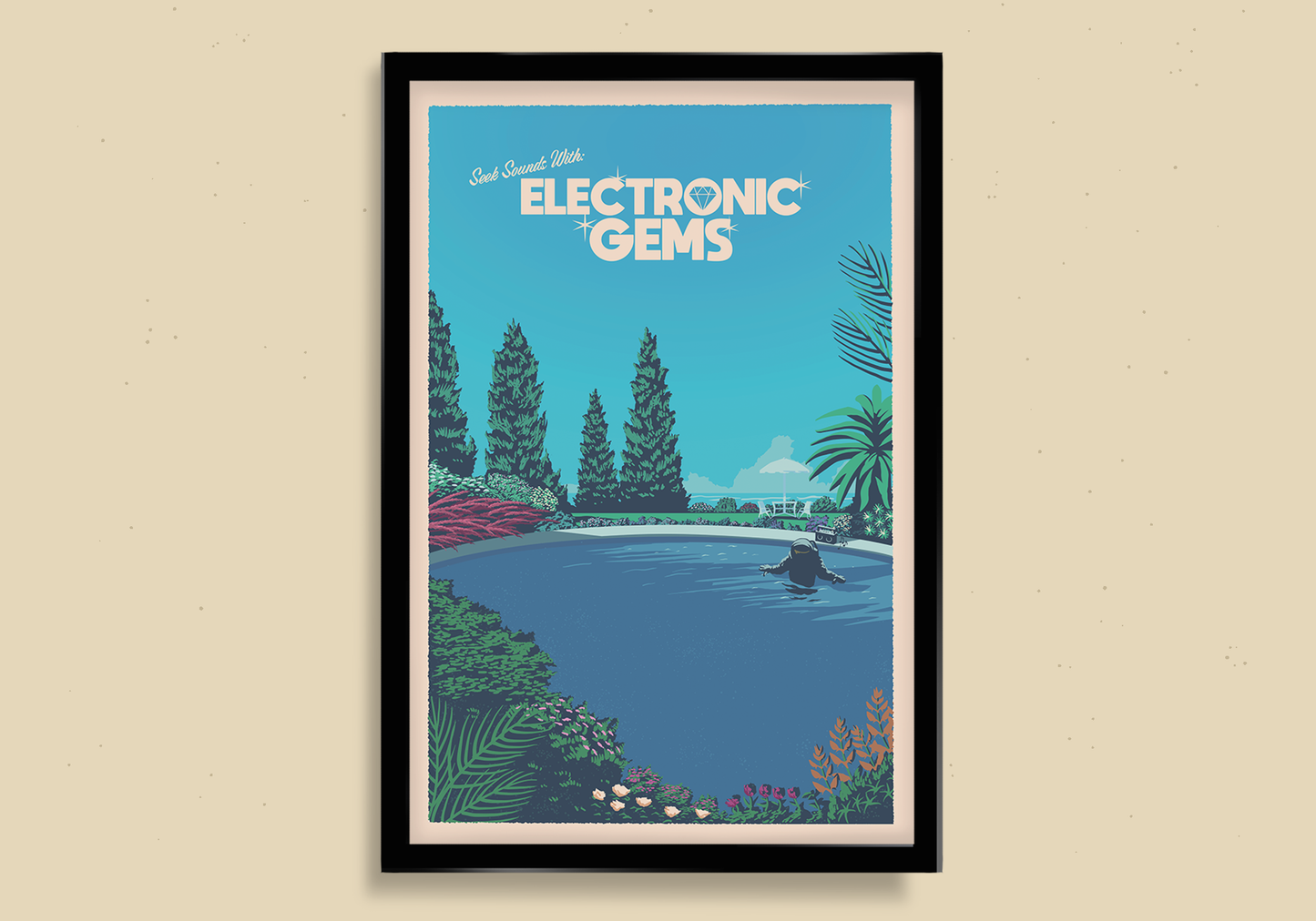 Electronic Gems Travel Poster: Pool