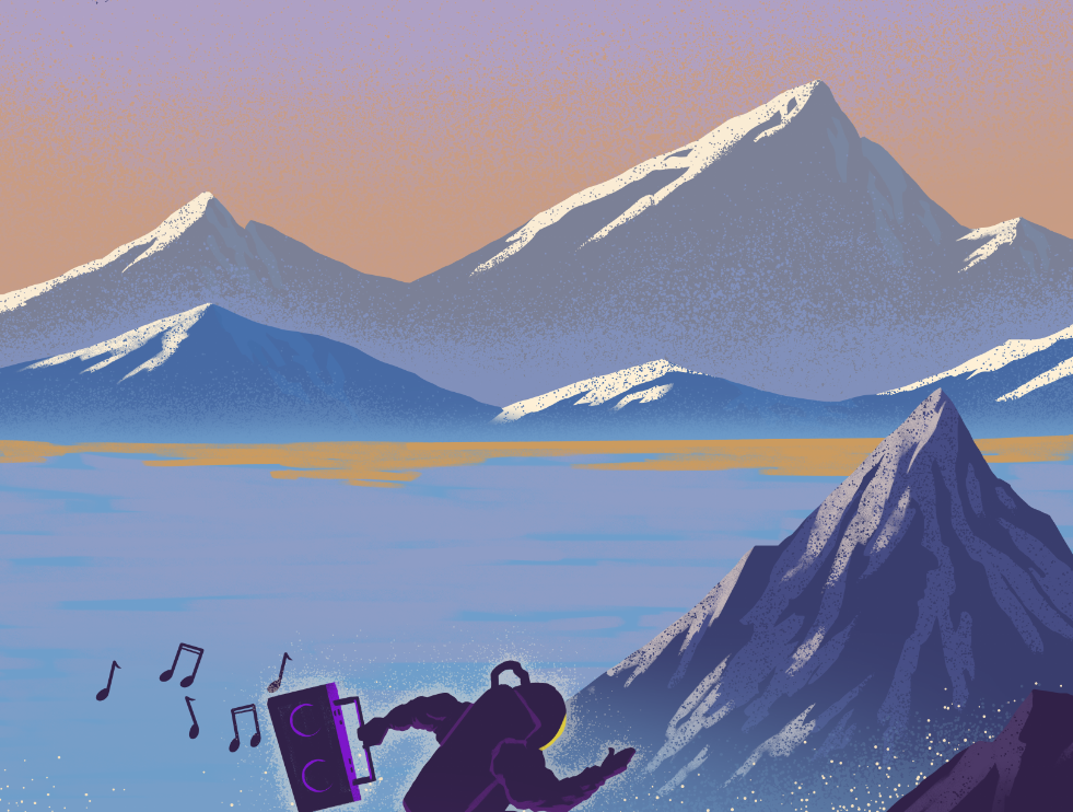 Electronic Gems Travel Poster: Resonance Mountains