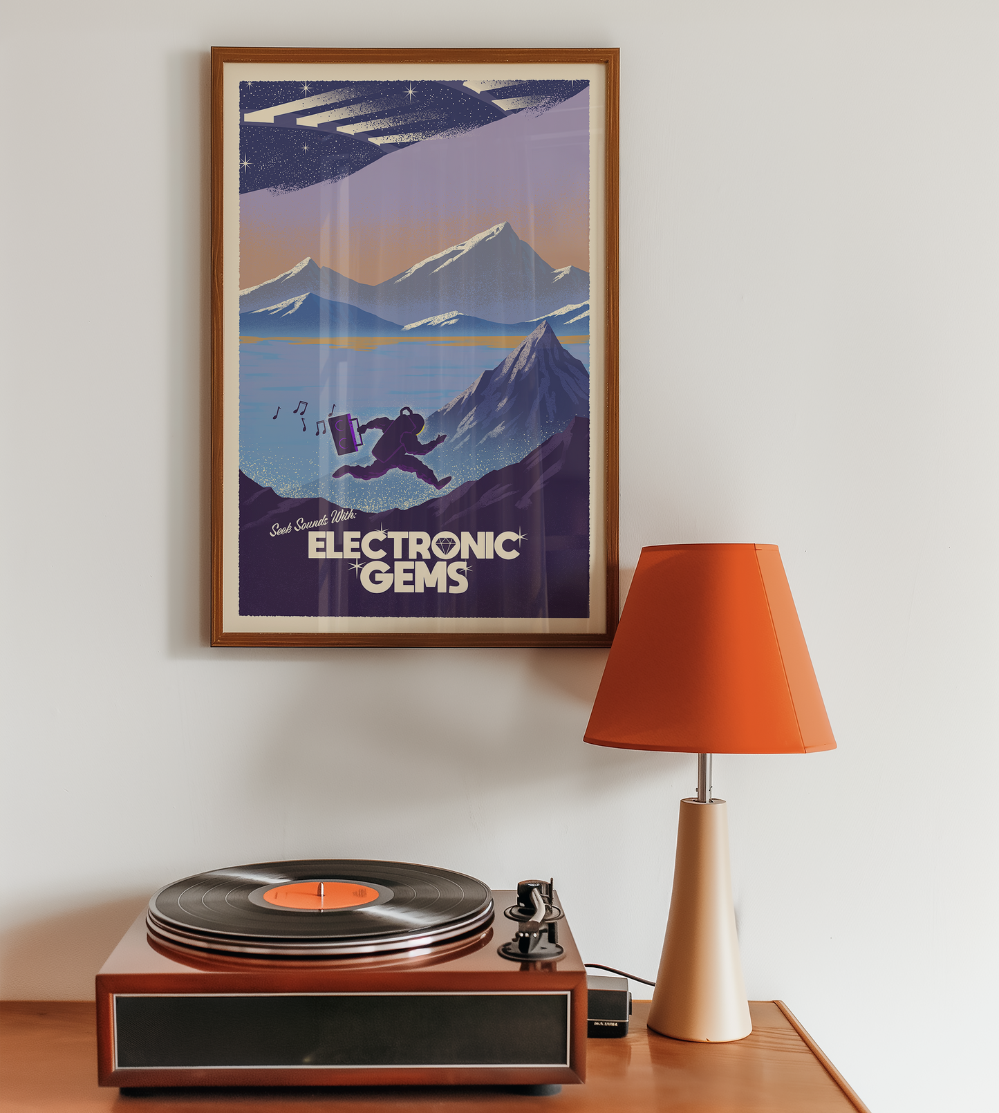 Electronic Gems Travel Poster: Resonance Mountains