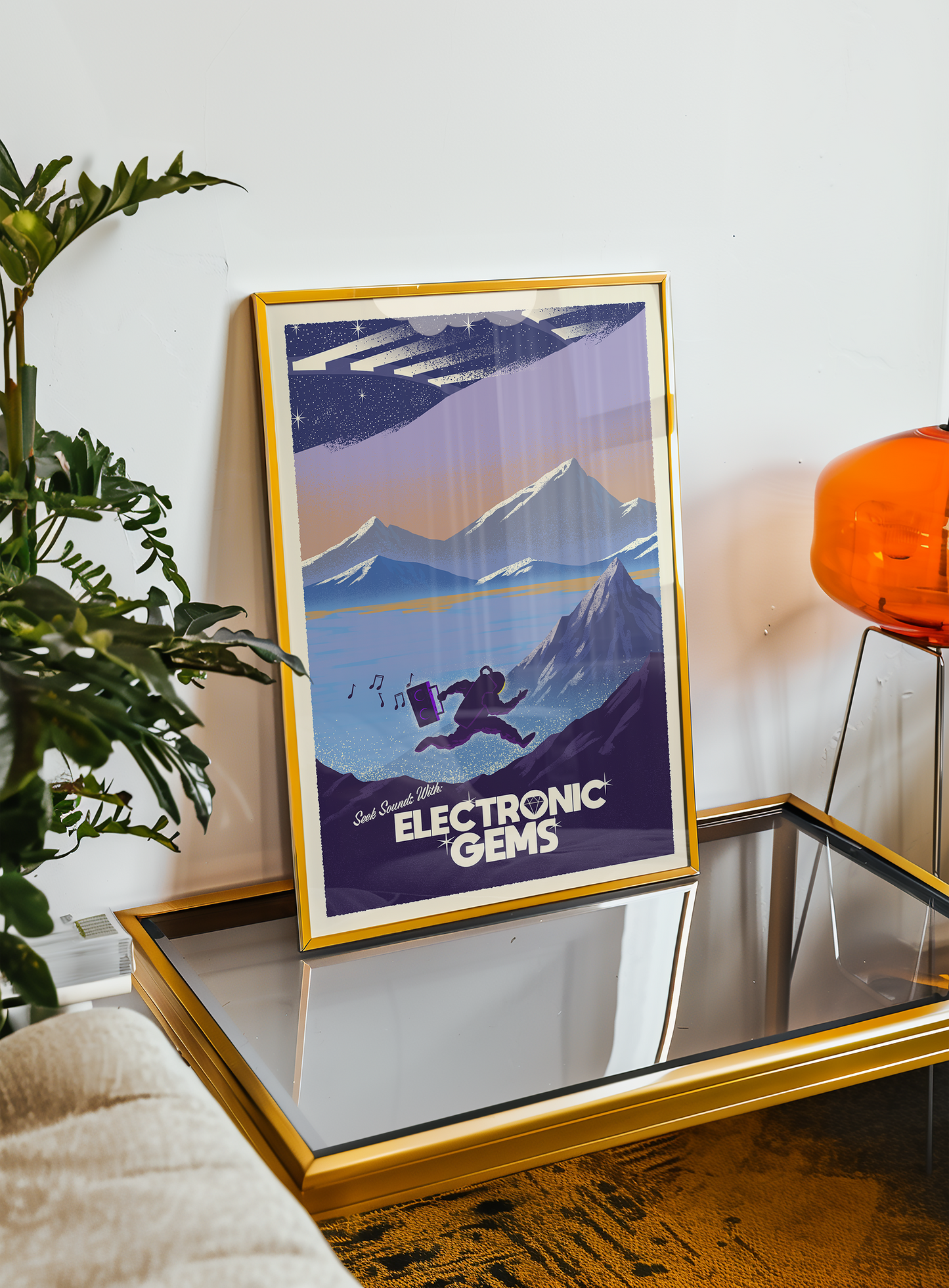 Electronic Gems Travel Poster: Resonance Mountains