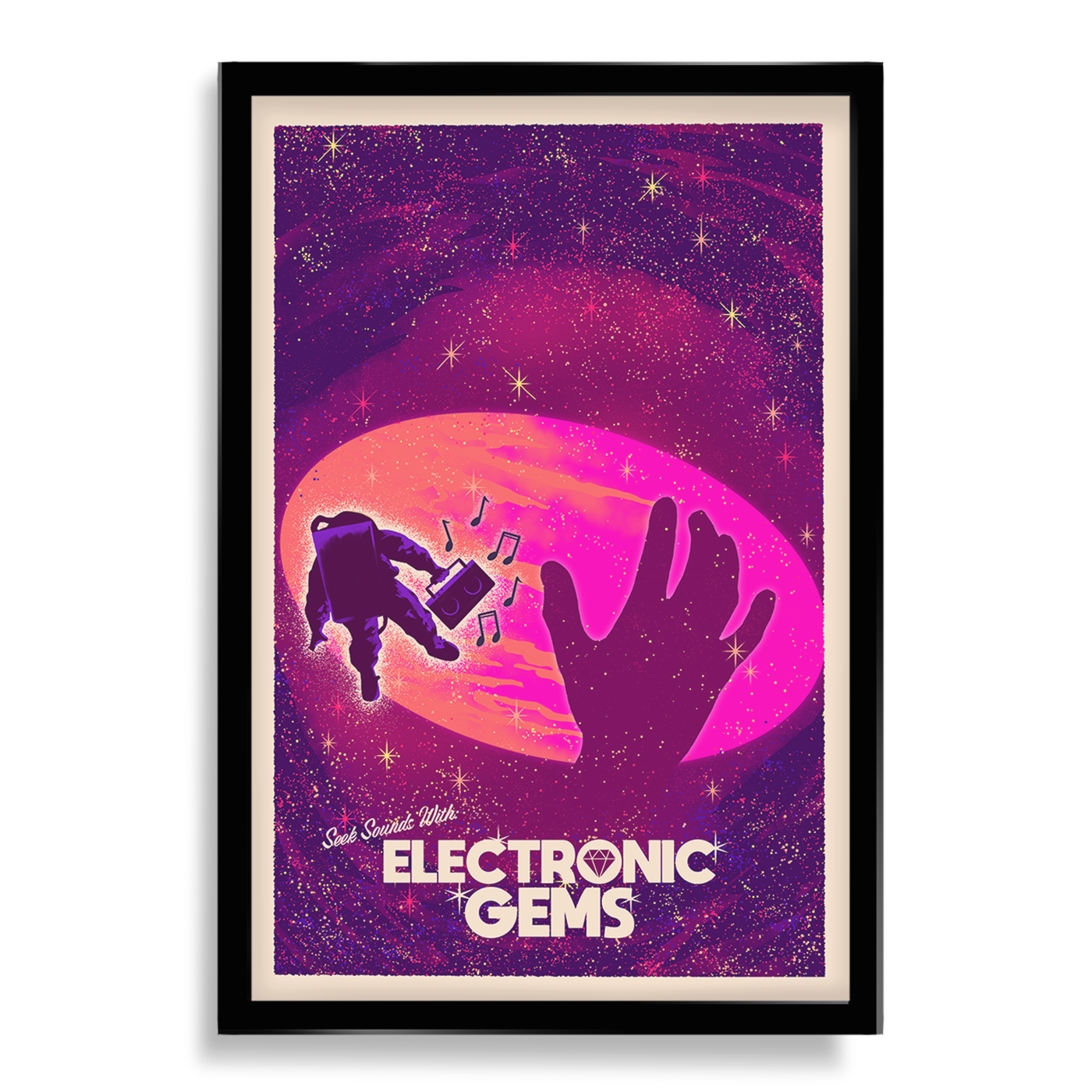 Electronic Gems Travel Poster: Galaxy Hand